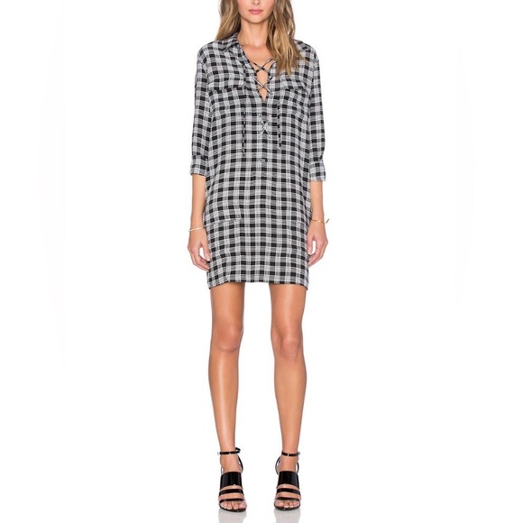 Equipment • NWT Knox Palaka B&W Plaid Silk Shirt Dress - Picture 4 of 7